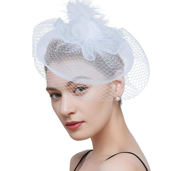 Fascinators Derby Hat Womens Tea Party Hat With Mesh Church Flower Headband 3877